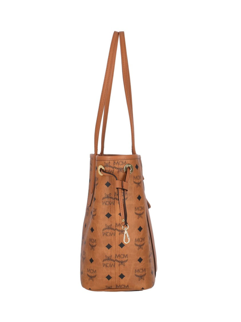 Mcm Reversible Small Tote Bag With Monogram Print