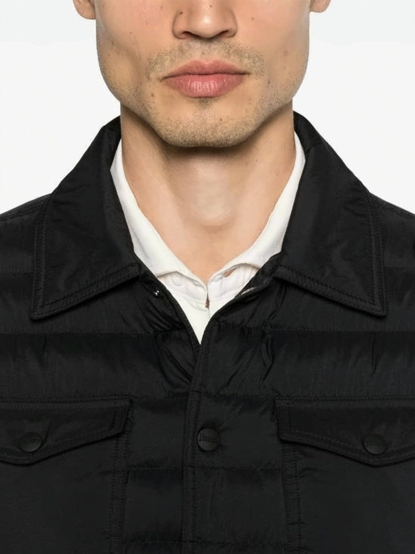 Herno Quilted Black Padded Jacket With Classic Collar