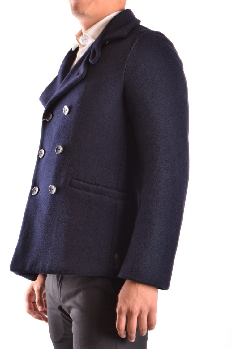 Armani Collezioni Navy Double-Breasted Jacket With Wide Lapel