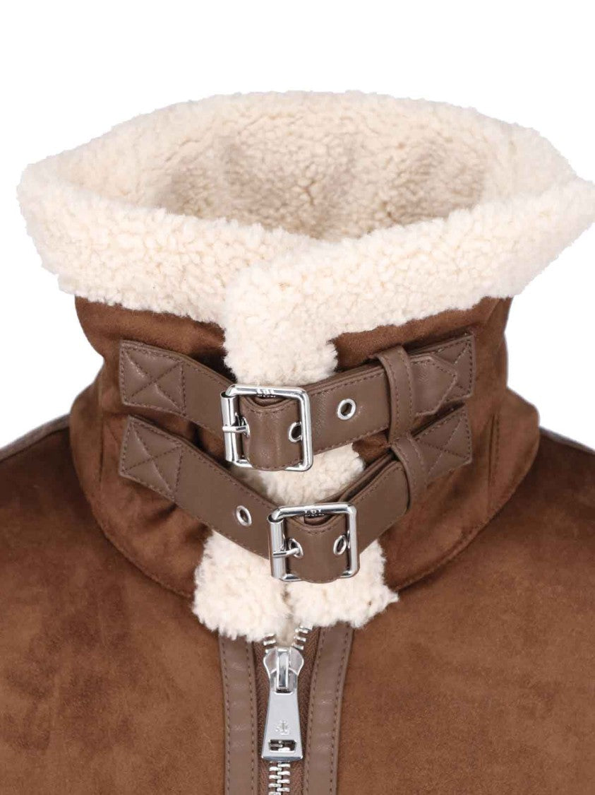 Polo Ralph Lauren Faux Leather Jacket With Shearling Collar And Zip Closure