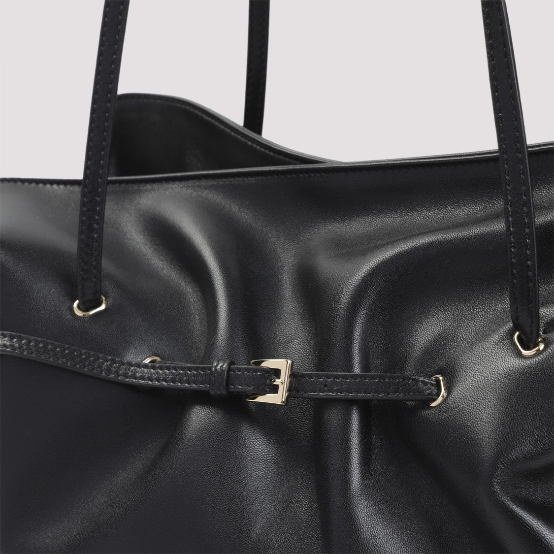Prada Minimalist Black Lamb Leather Shoulder Bag