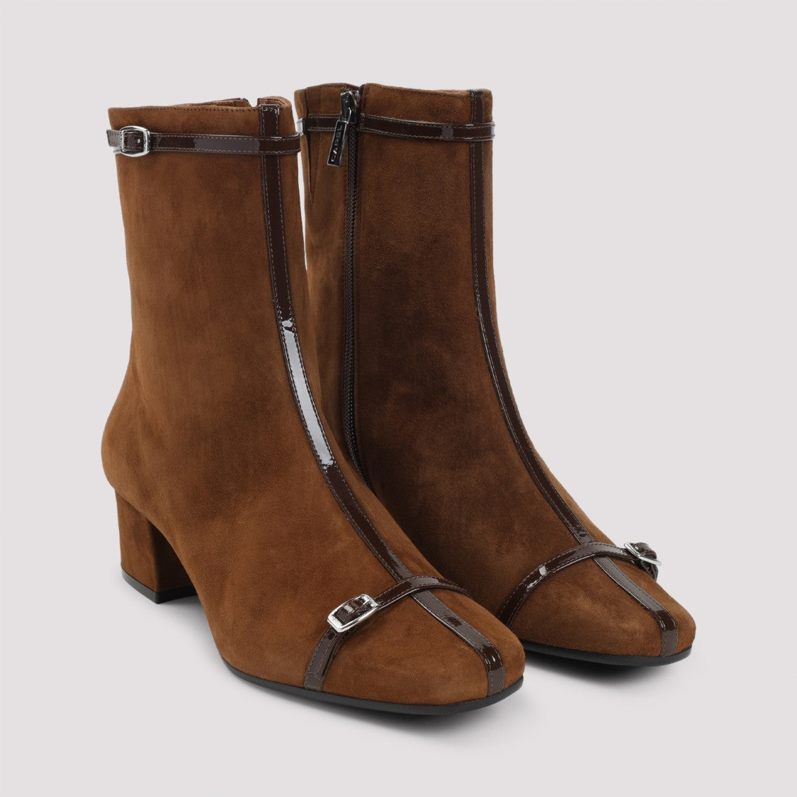Carel Paris Brown Suede Leather Start Booties