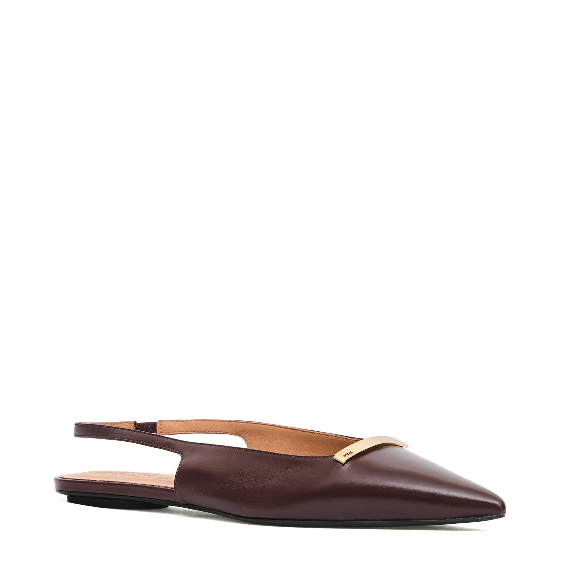 Tod's Low-Heeled Burgundy Leather Slingbacks