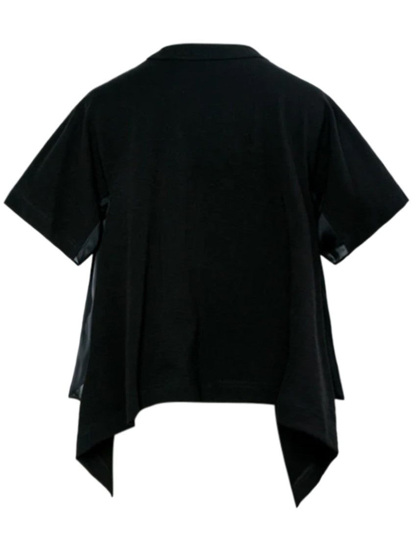 Sacai Black Satin Cotton-Jersey T-Shirt