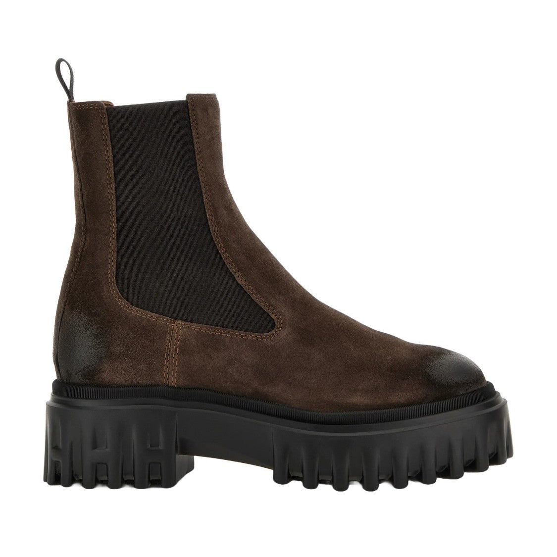 Hogan Dark Brown Suede Chunky Chelsea Boots