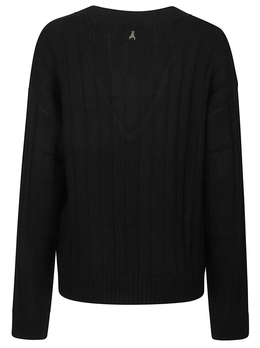 Patrizia Pepe Deep V-Neck Acrylic-Blend Sweater
