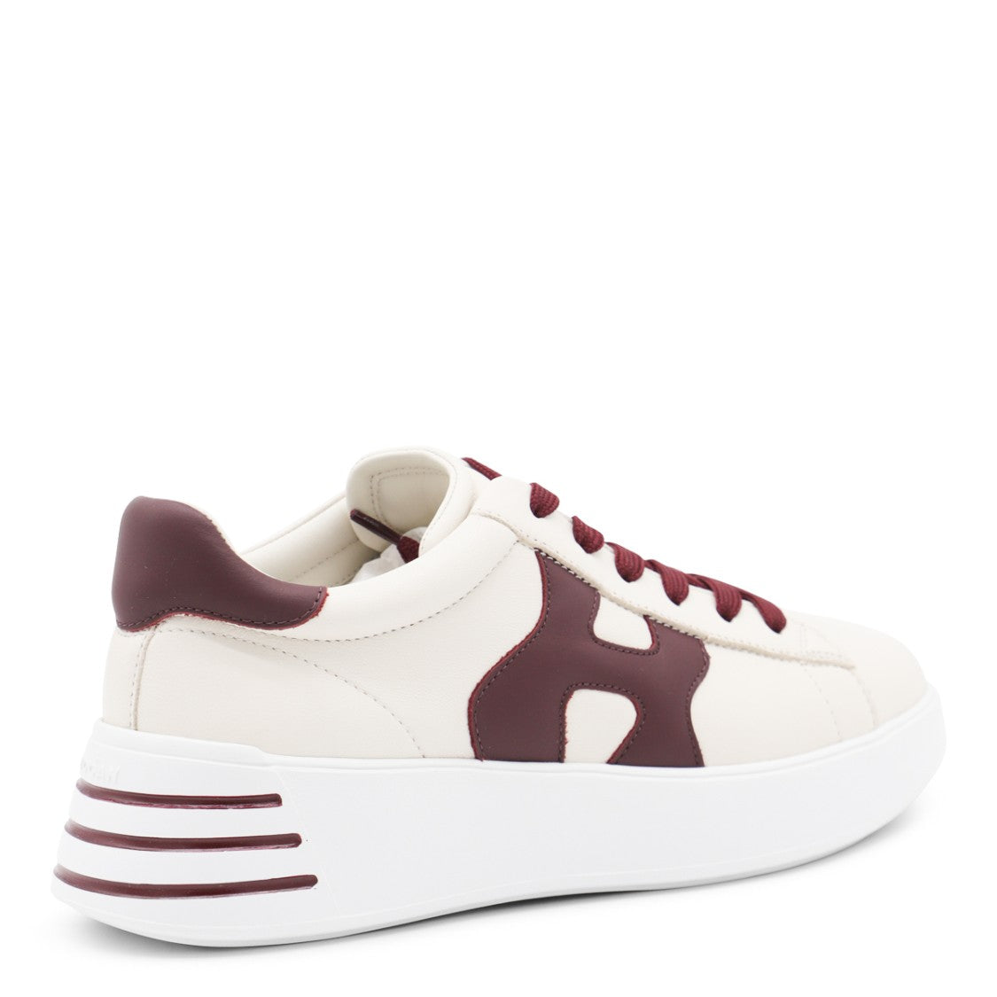 Hogan White And Burgundy Leather Sneakers