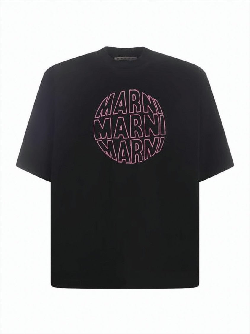 Marni Relaxed Fit Black T-Shirt With Bold Graphic Print