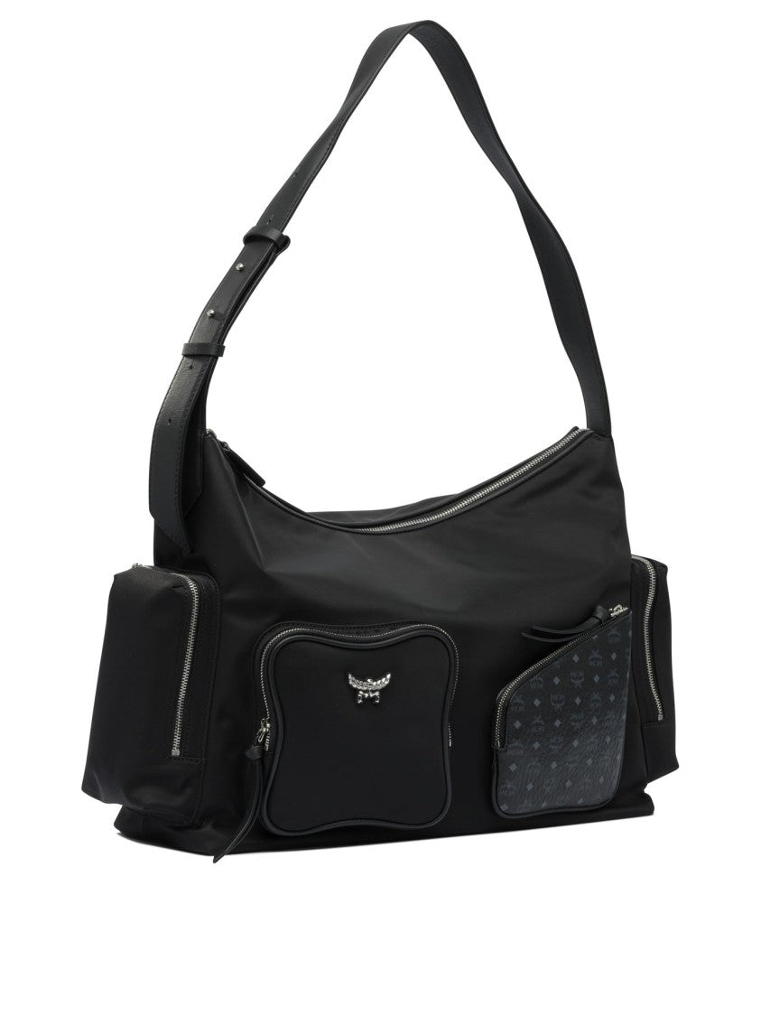 Mcm Nylon Shoulder Bag With Spacious Compartments