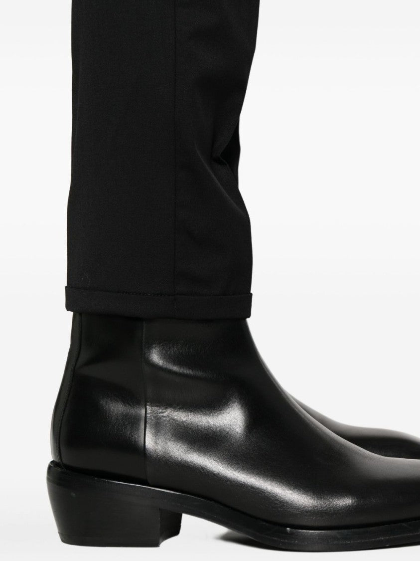 Pt Torino Tailored Black Trousers With Classic Waistband