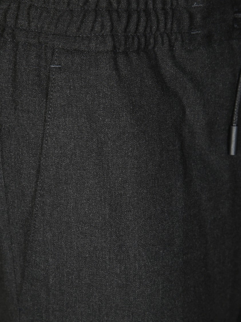 Pt01 Tailored Grey Wool Pants With Elastic Waistband