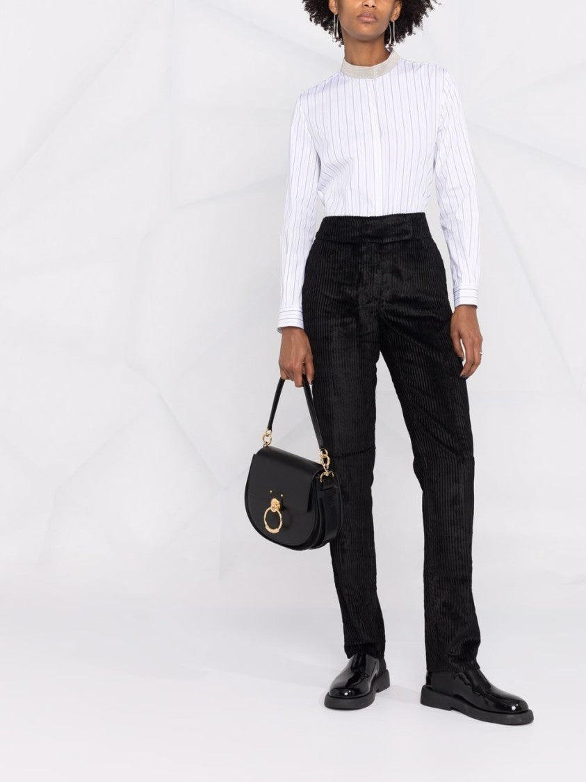 Fabiana Filippi Slim Fit Black Striped Trousers