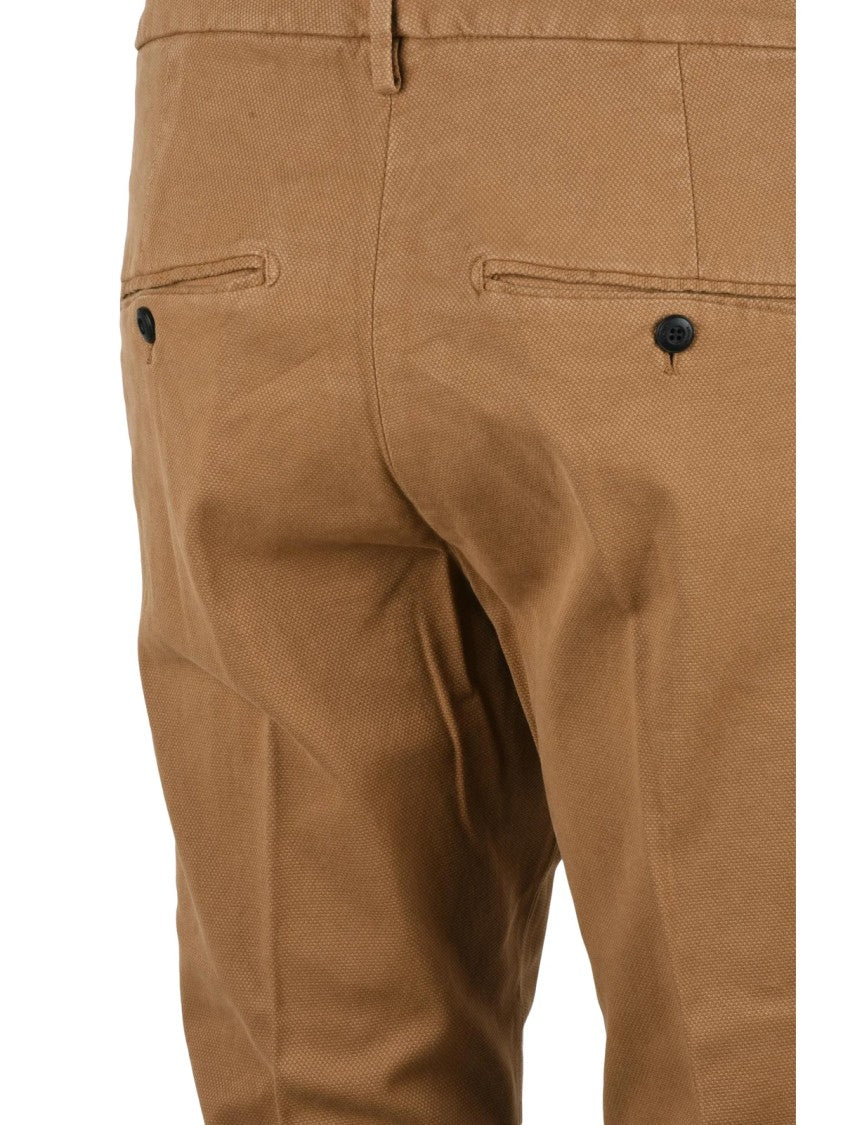 Dondup Beige Gaubert Textured Cotton-Linen Blend Trousers