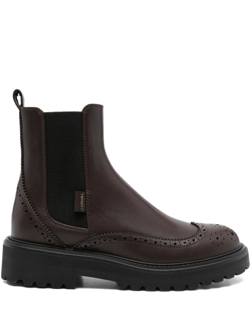 Twin-Set Brogue Ankle Boots With Sole