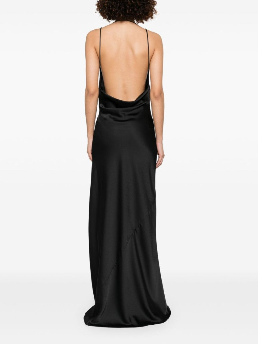 The Andamane Flowing Evening Dress With Deep Cowl Neckline