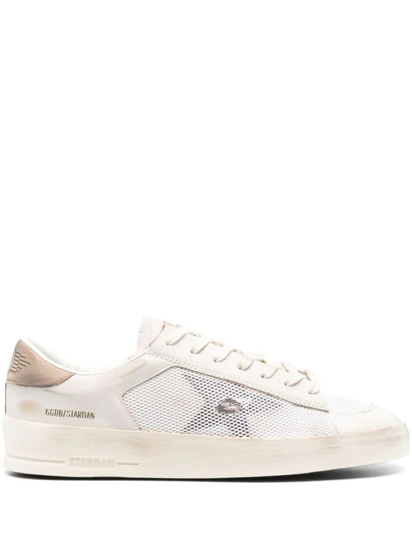 Golden Goose Stardan Neutral Sneakers With Textured Leather