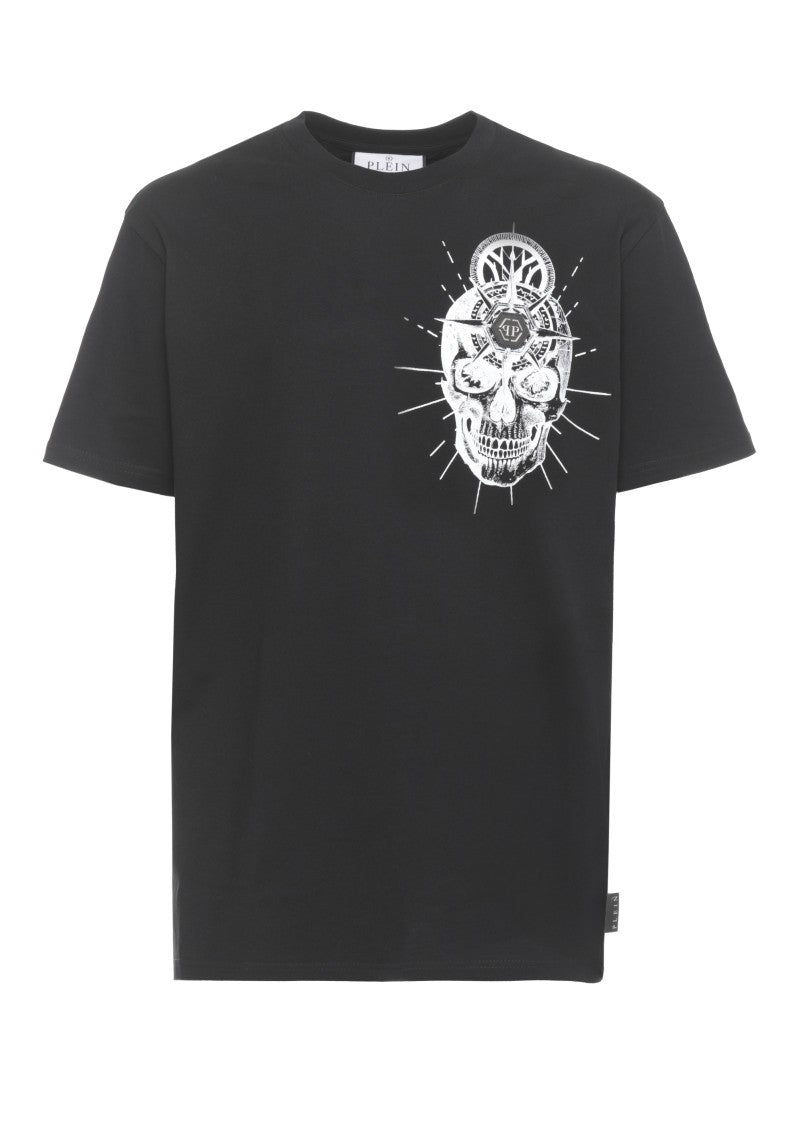 Philipp Plein Black Skull Tattoo Print Cotton T-Shirt