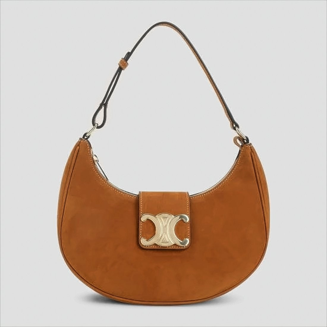 Celine Crescent-Shaped Shoulder Bag In Rich Brown Calf Leather