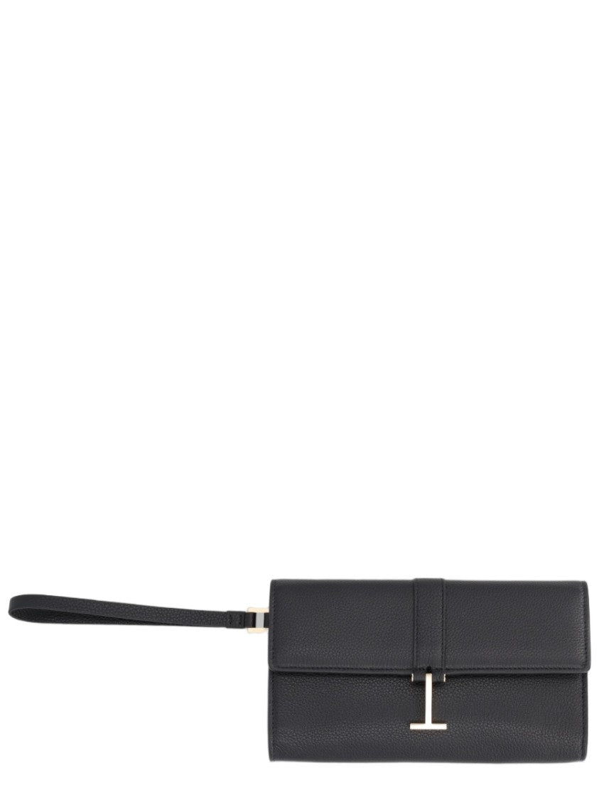 Tom Ford Black Metallic Clasp Calf Leather Wallet