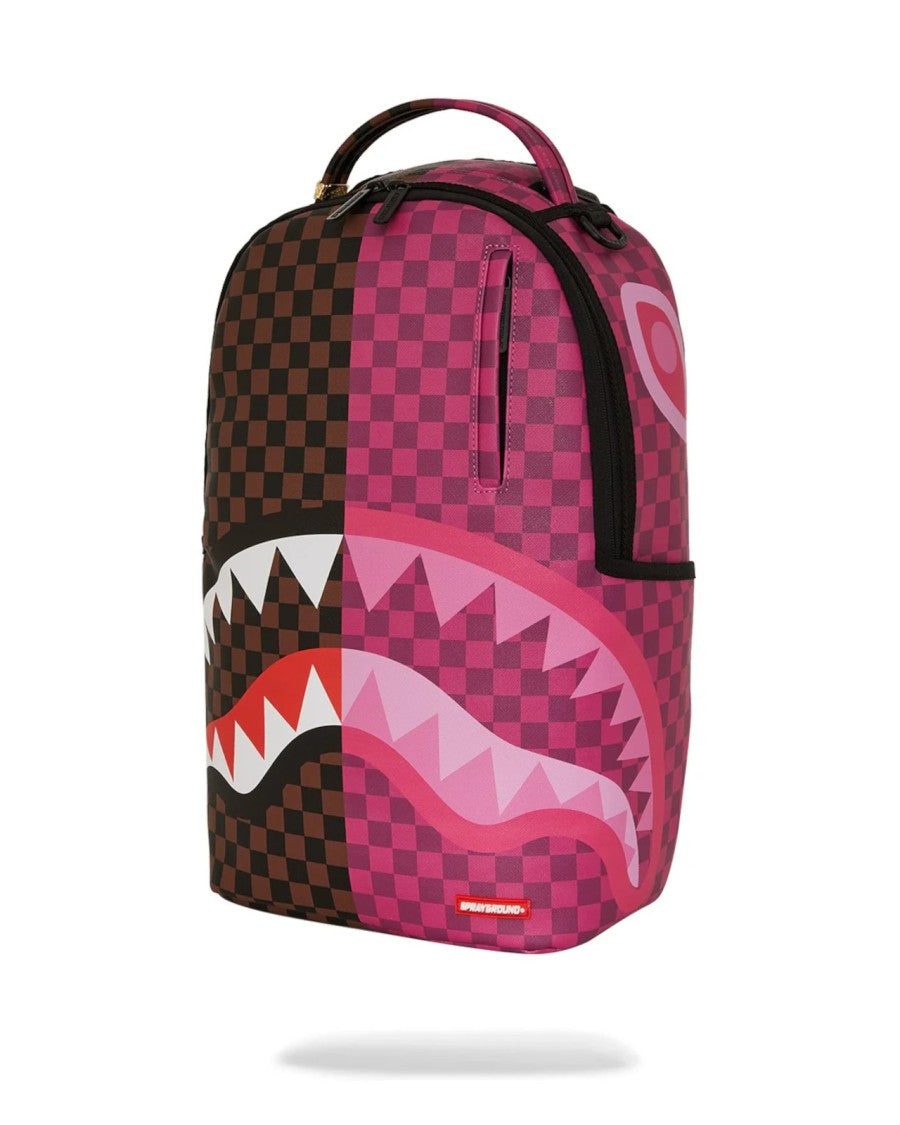 Sprayground Bold Checkerboard Backpack With Graphic Shark Design