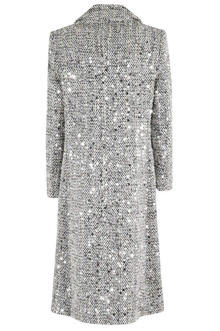 Ermanno Firenze Double-Breasted Coat With All-Over Sequin Inserts