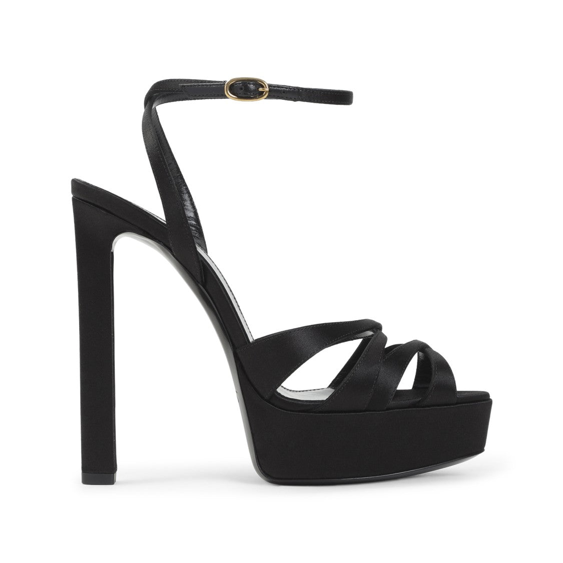 Saint Laurent High-Heeled Platform Sandal With Crisscross Straps