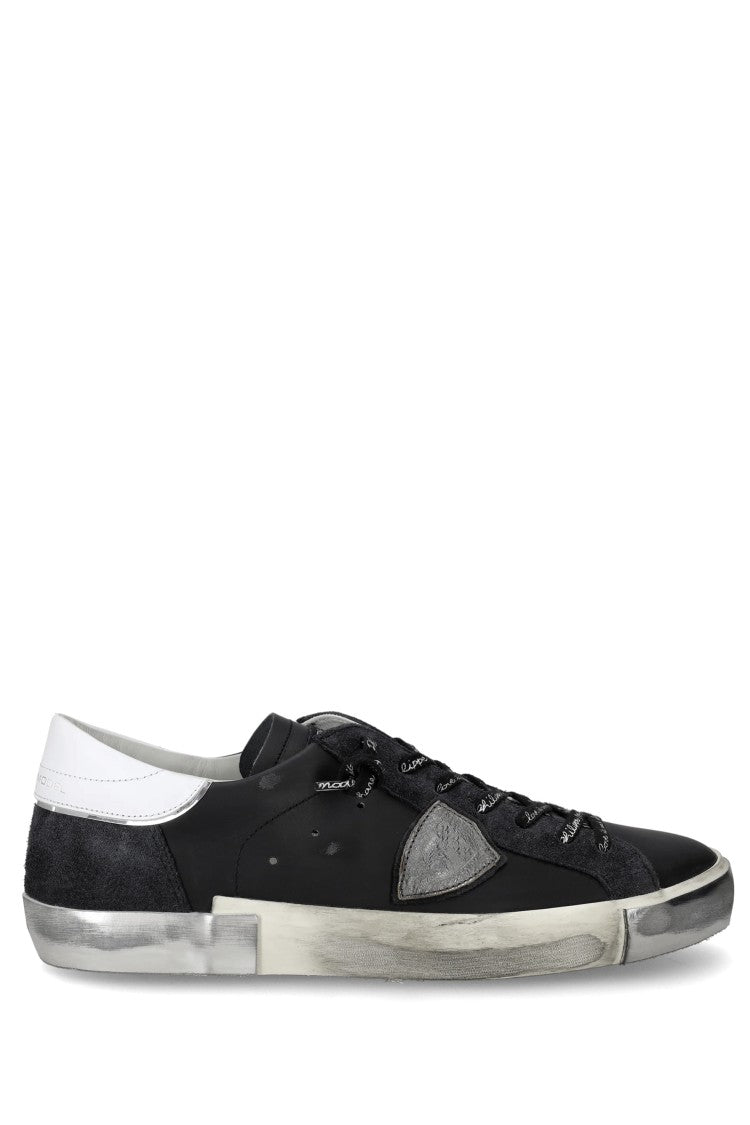 Philippe Model Black Paris White Trim Leather Sneakers