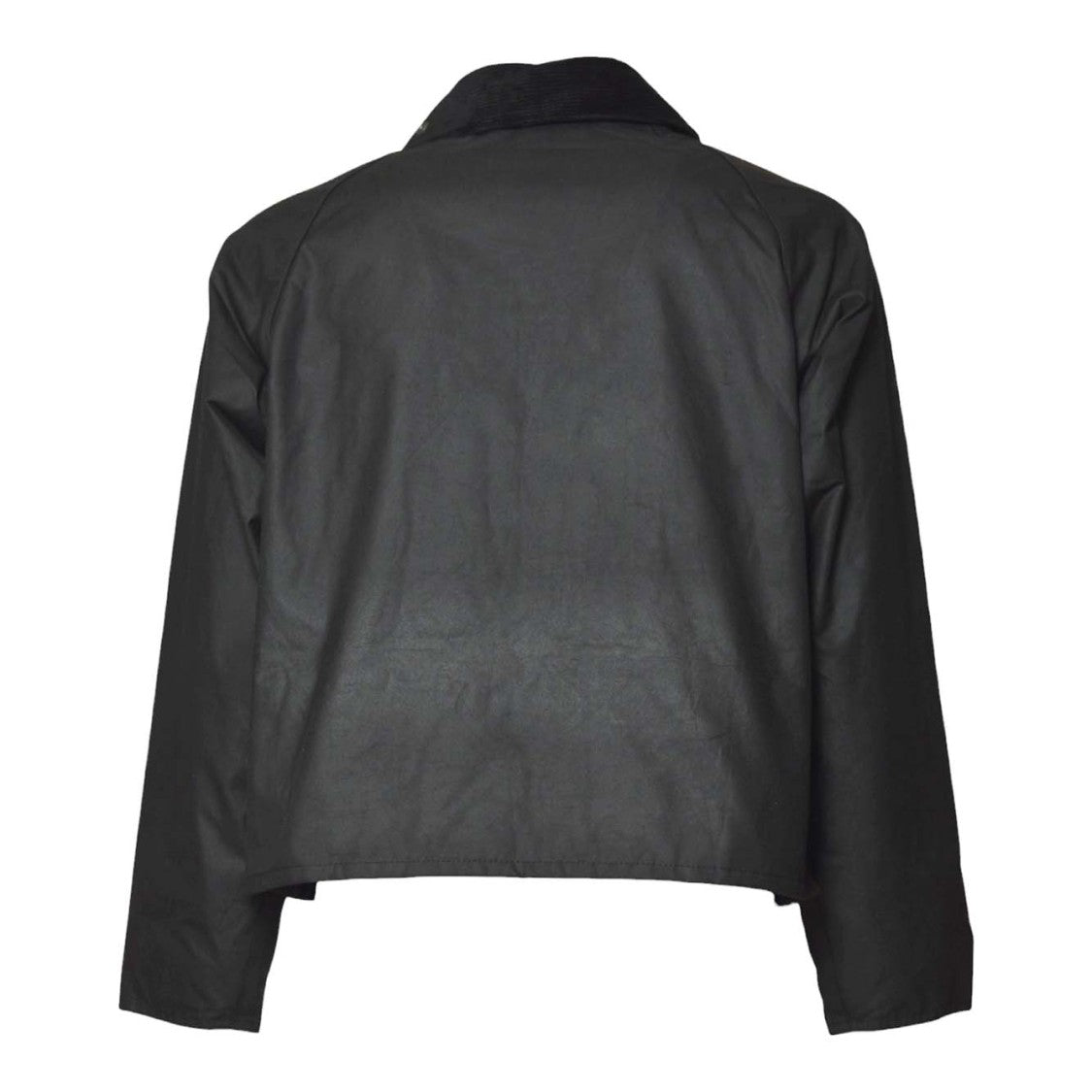 Barbour Matte Finish Black Jacket With Corduroy Collar