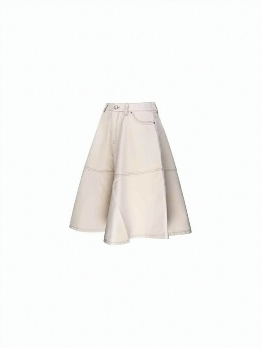 Ami Paris Flared Midi Skirt With Seam Detailing