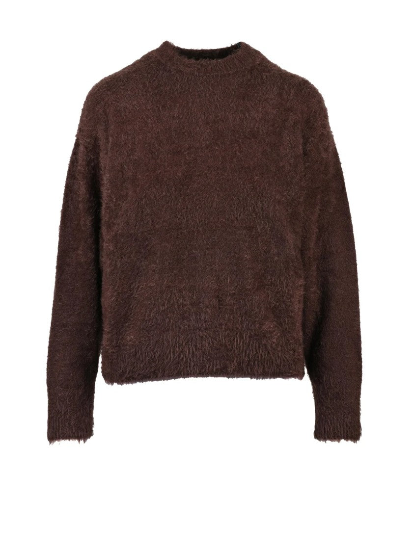 Mo5ch1no Jeans Boxy Cropped Sweater With Fuzzy Logo Detail