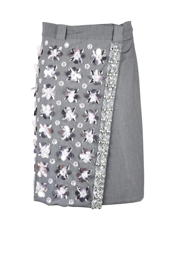 Des Phemmes Straight Wrap Skirt - Grey