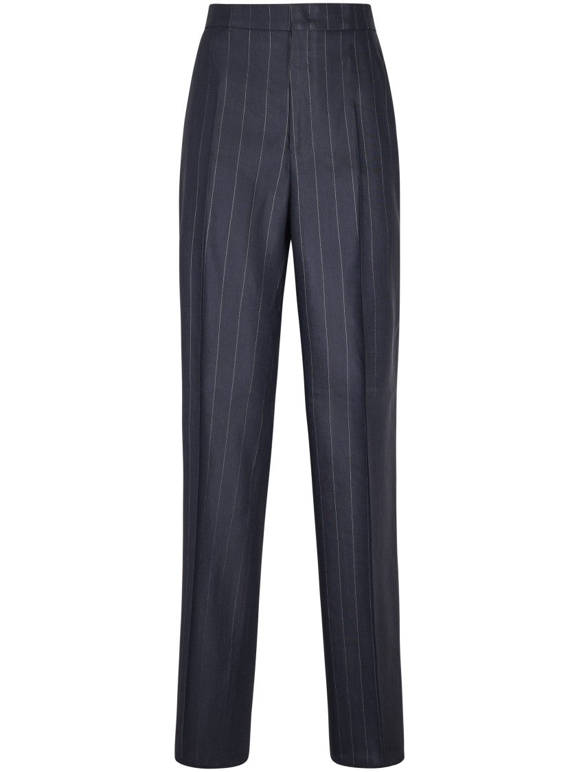 Tagliatore Structured Dark Blazer And Pinstripe Trousers