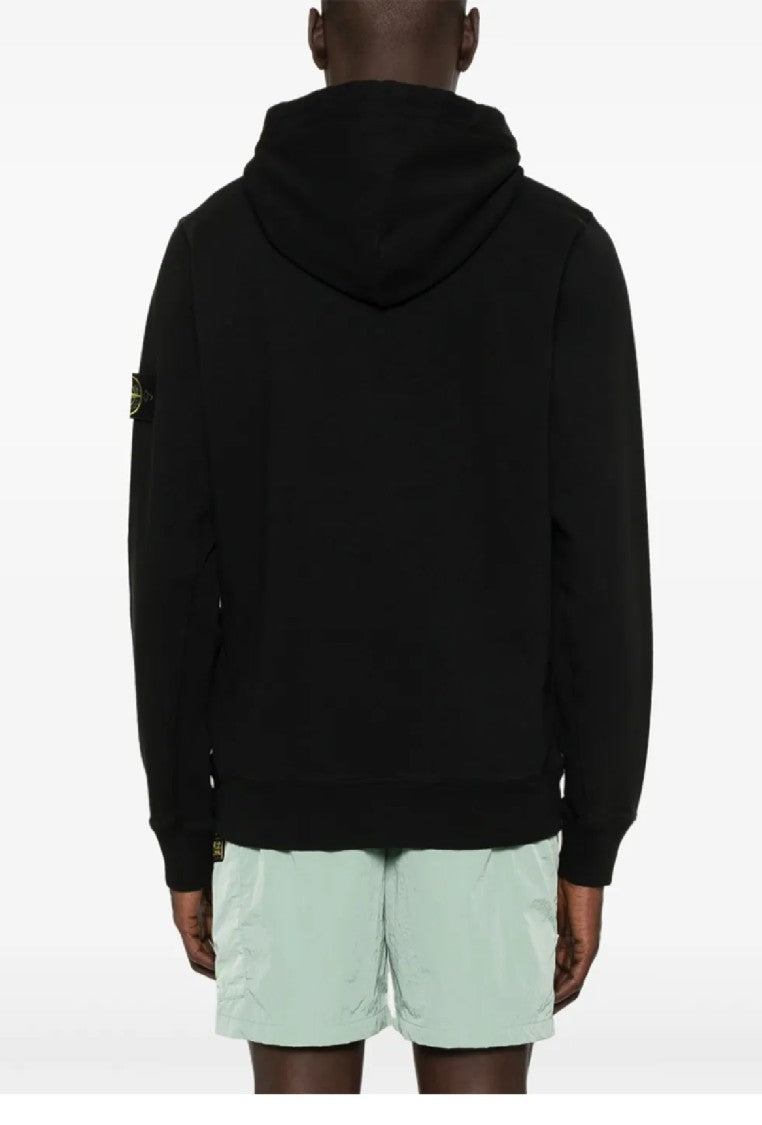 Stone Island Relaxed-Fit Black Hoodie With Logo Patch Detail
