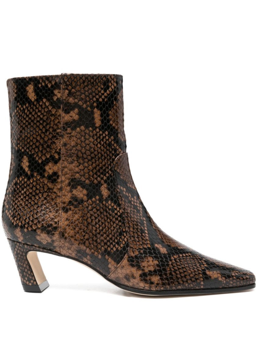 Stuart Weitzman Textured Brown Ankle Boots With Pointed Toe