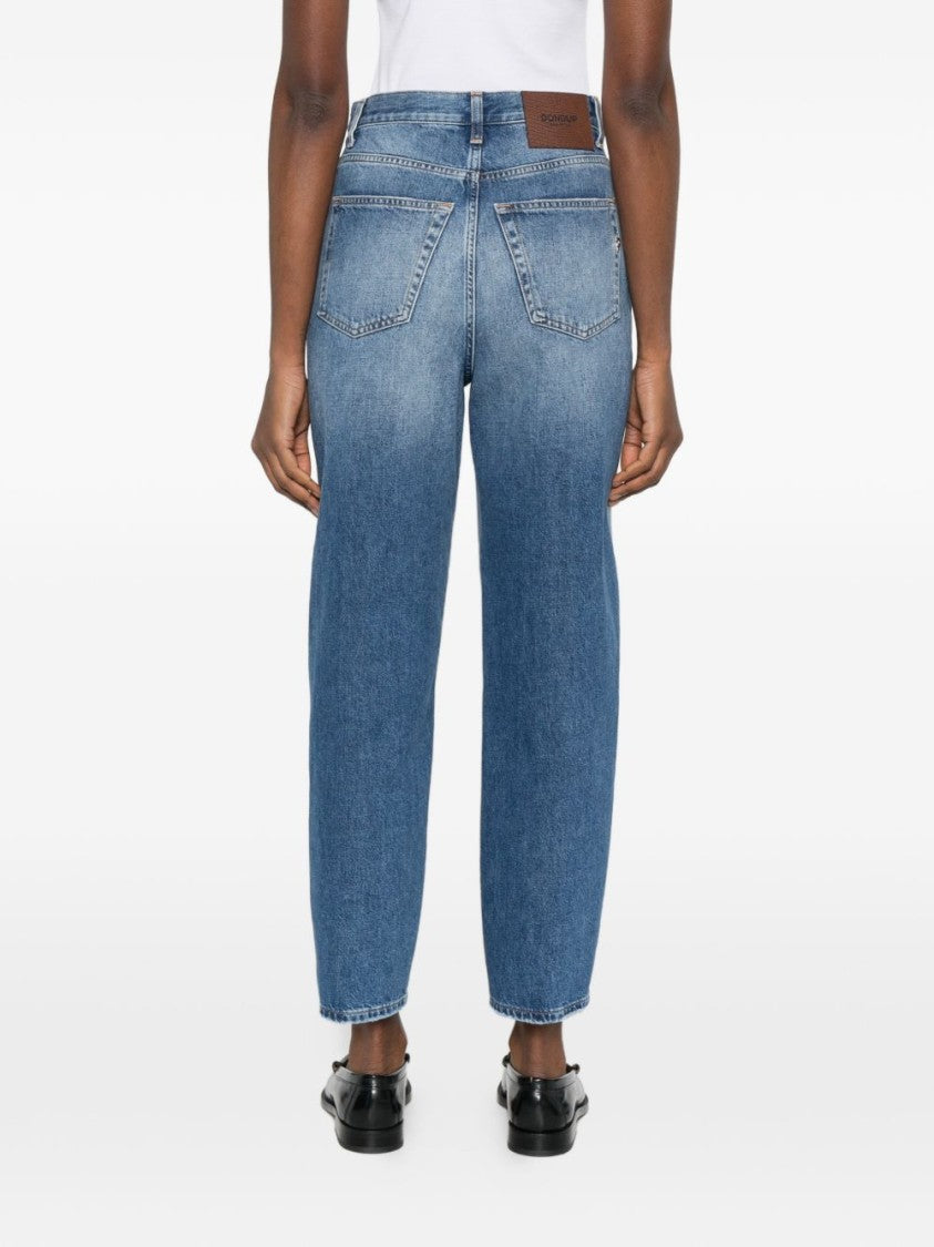 Dondup Blue Faded Cotton Seams Jeans