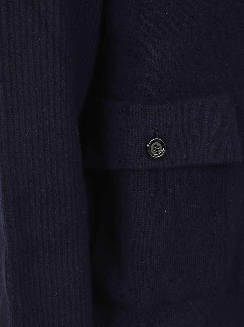 Lardini Dark Navy Wool Cardigan