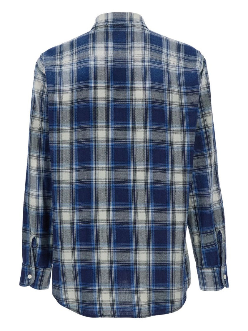 Dsquared2 Blue Checked Pattern Flap Pocket Shirt