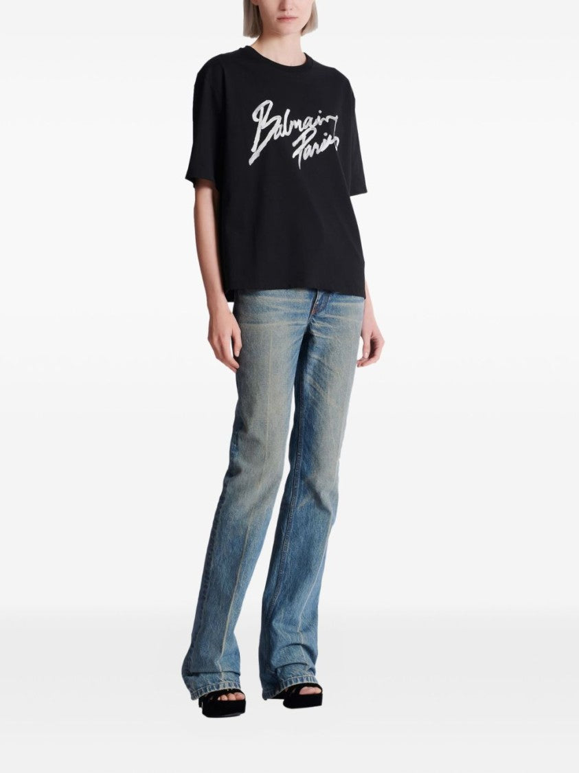 Balmain Short-Sleeved T-Shirt With Handwritten Graphic