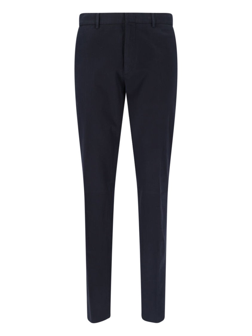 Zegna Navy Cotton Chinos With Straight Leg Design