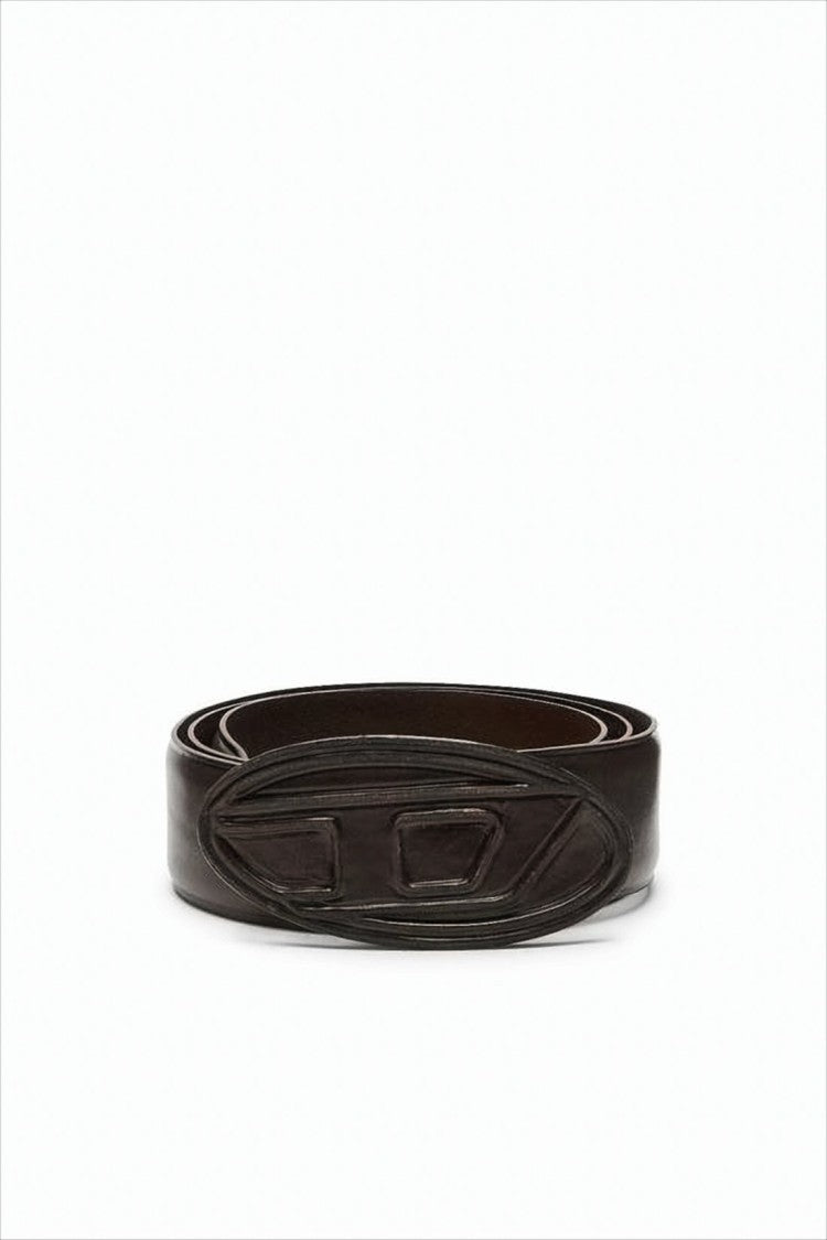 Diesel Cowhide Leather Belt With Oval Buckle Detail