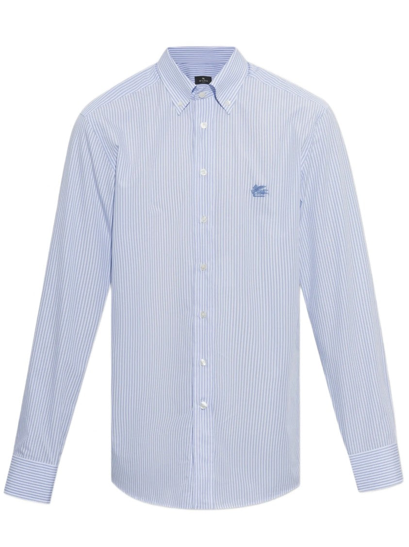 Etro Light Blue And White Striped Button-Up Shirt