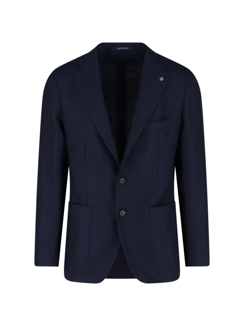 Tagliatore Navy Virgin Wool Single-Breasted Blazer