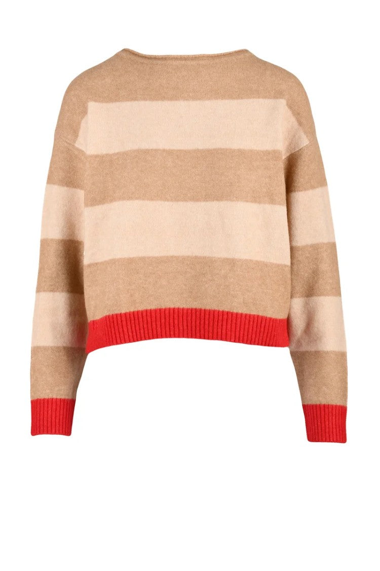 Twinset Actitude Beige Striped Cotton Sweater