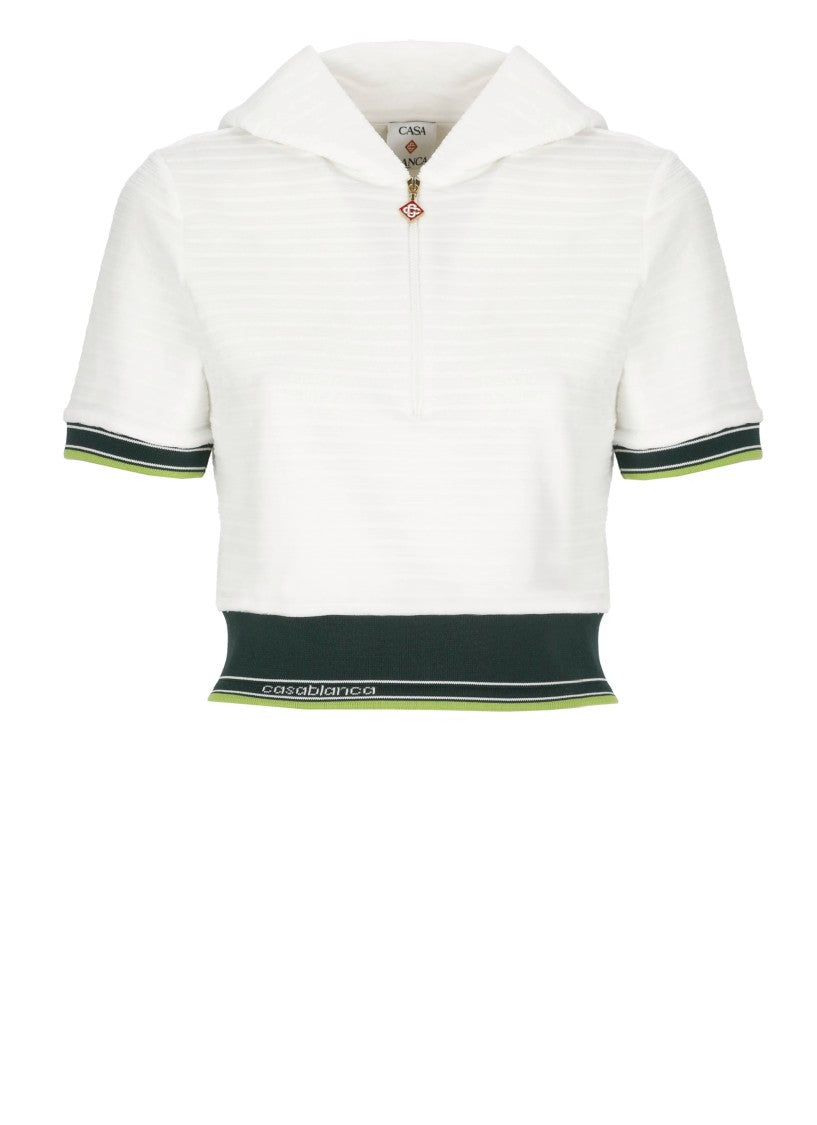 Casablanca White Cropped Sweatshirt