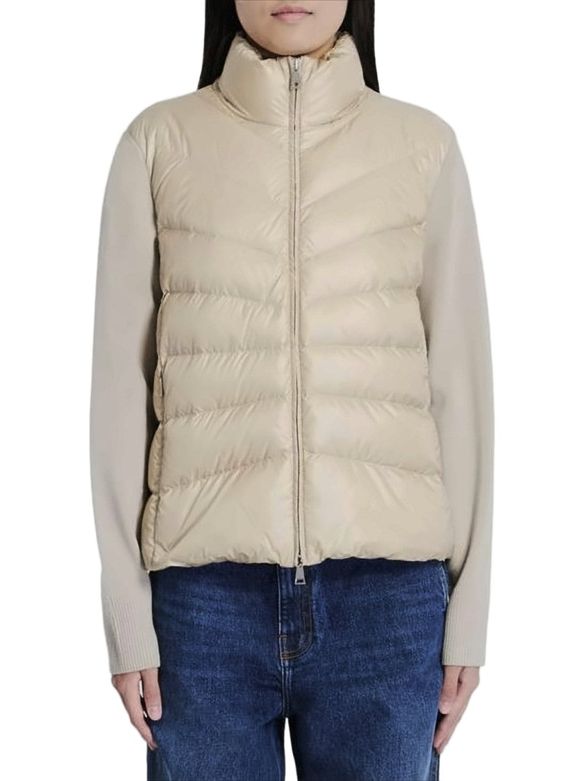 Moncler Cropped Padded Jacket With Quilted Nylon