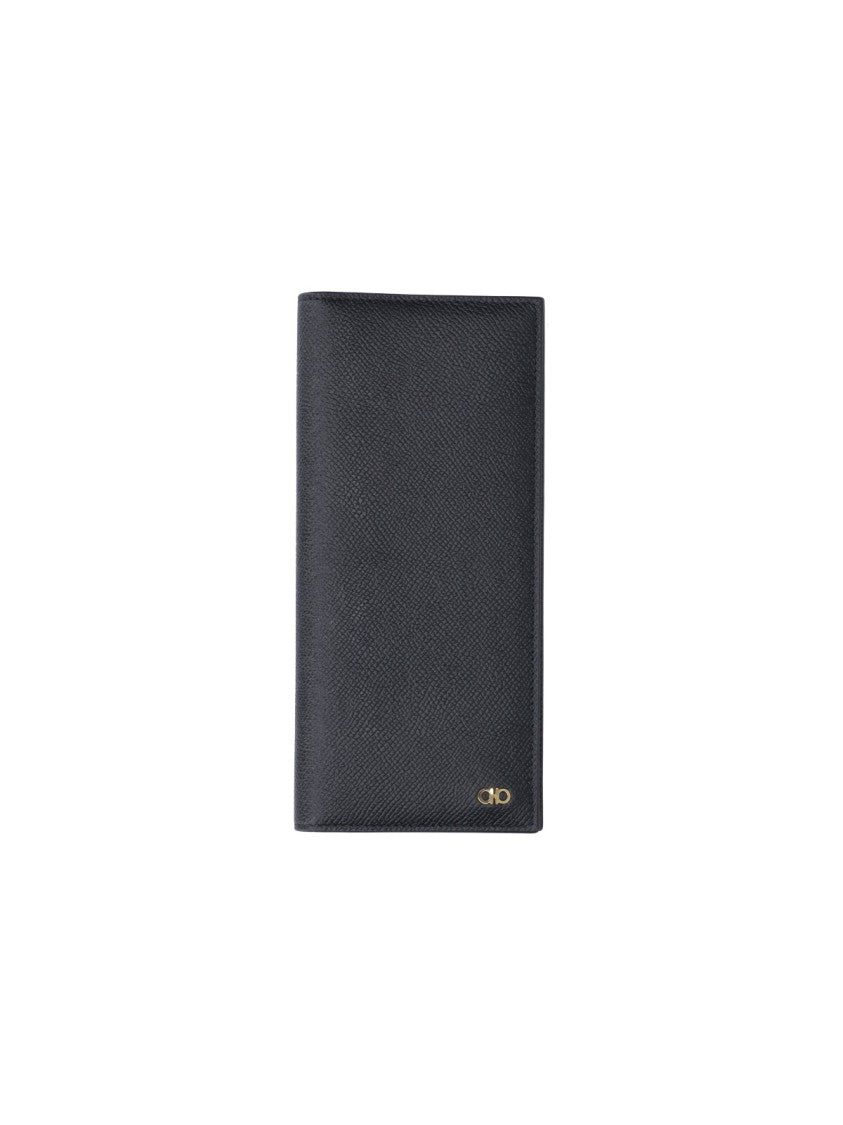 Ferragamo Black Compact Minimalist Smooth Leather Wallet