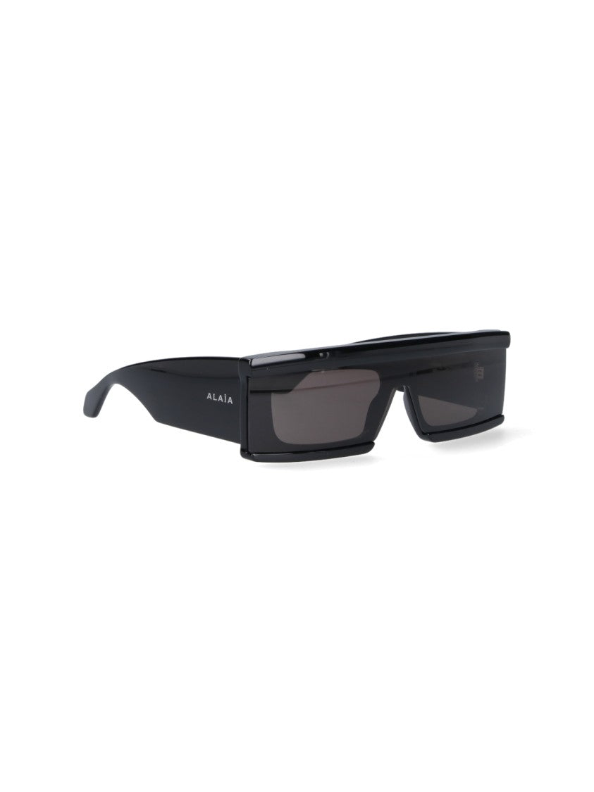 Alaïa Black Mask Rectangular Acetate Frame Sunglasses