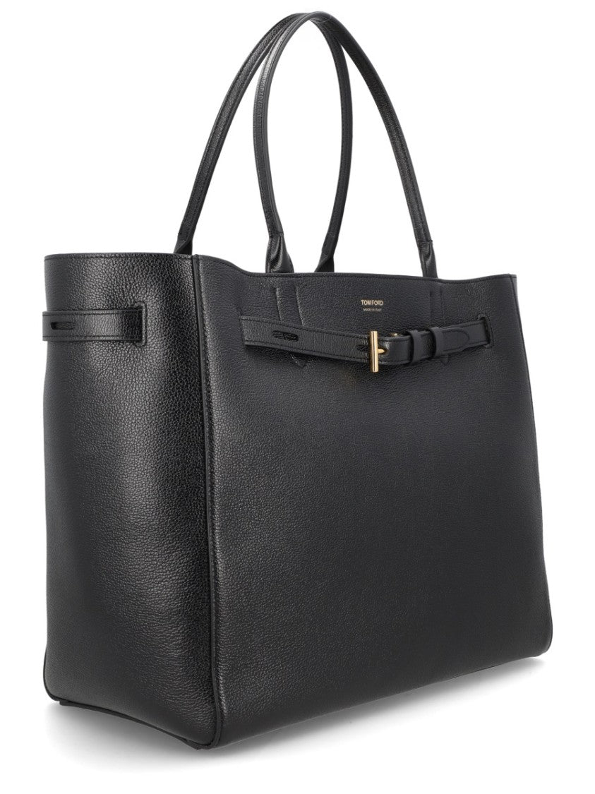Tom Ford Textured Leather Tote Bag With Decorative Belt Detail