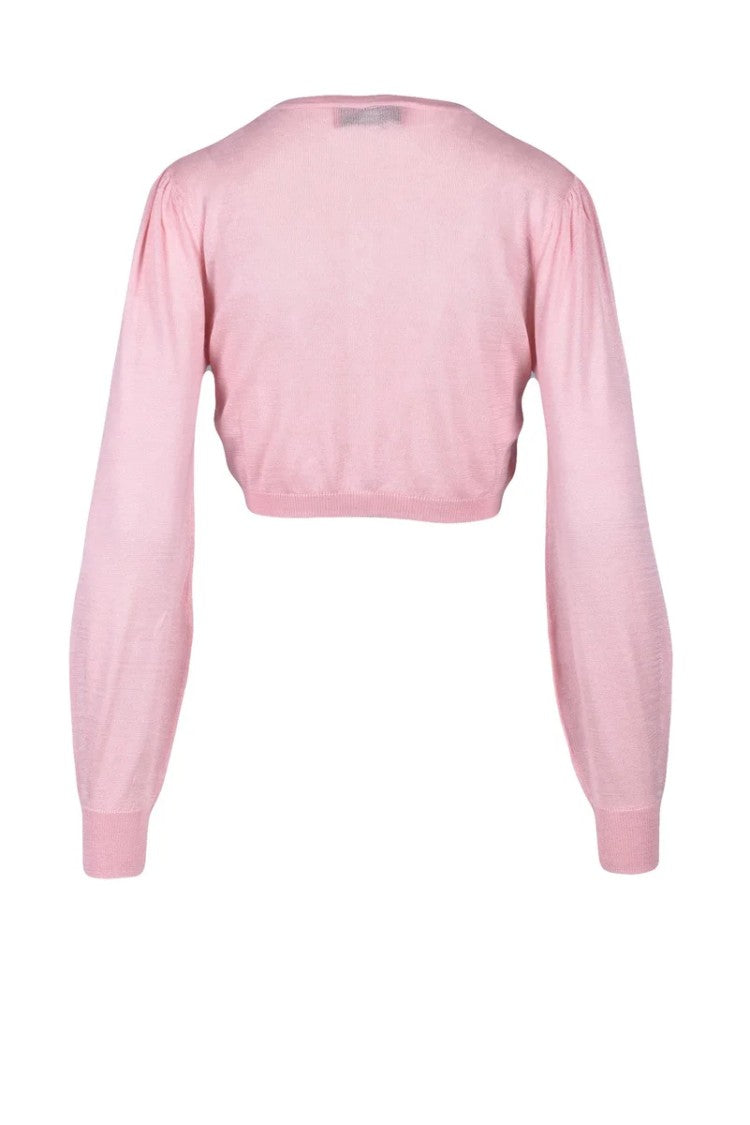 Wild Cashmere Cropped Pink Cardigan With Silk-Cashmere Blend