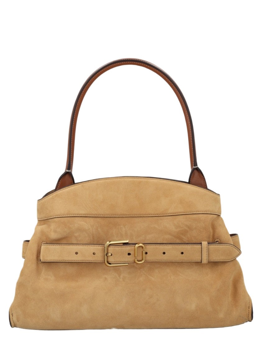 Marc Jacobs Suede Handbag With Structured Silhouette And Gold-Tone Accents